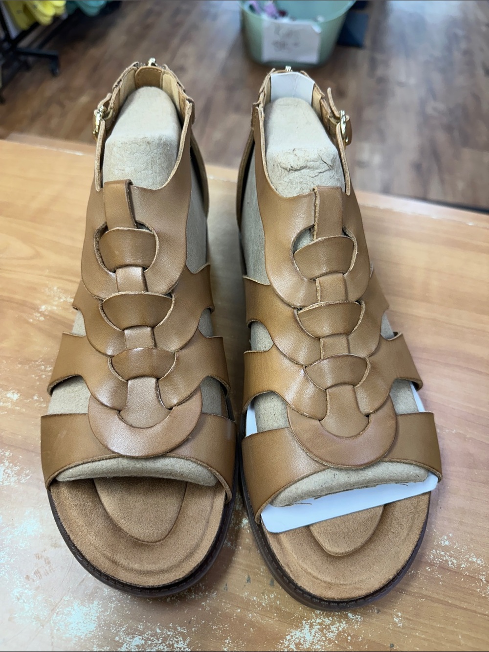 Earth Women's Cognac Braided Leather Sandals